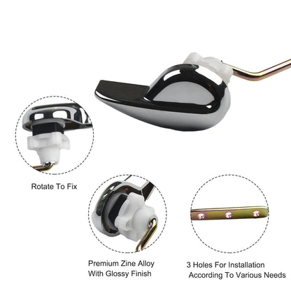 Toilet Tank Flush Lever Chrome Finish Handle Fittings Assembly Replacement Tools Bathroom Toilet Accessories
