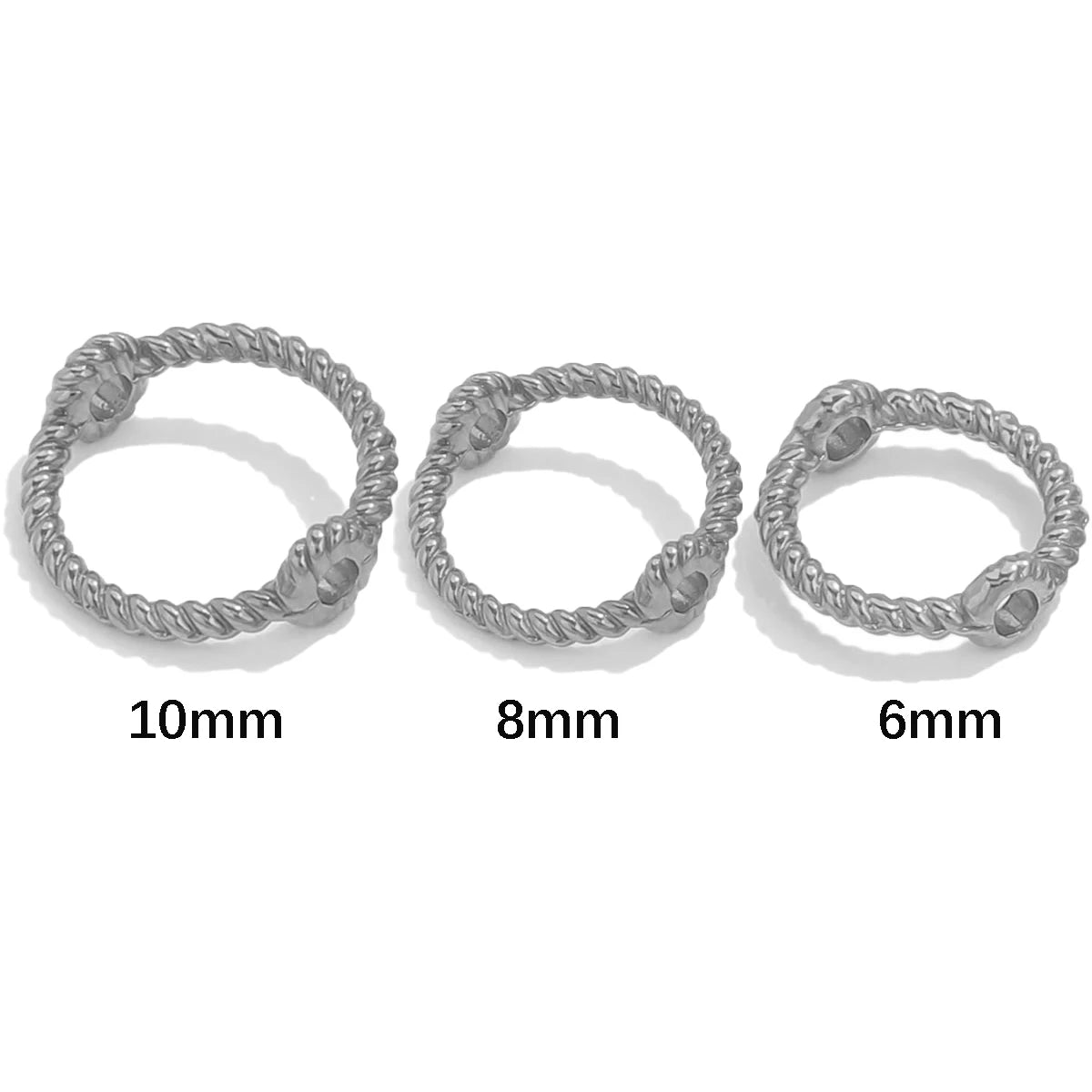 10pcs Stainless Steel 6 8 10mm Twisted Texture Round Jump Ring Personalized Fashion DIY Jewelry Accessories Wholesale