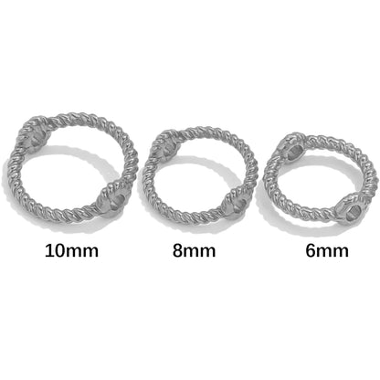 10pcs Stainless Steel 6 8 10mm Twisted Texture Round Jump Ring Personalized Fashion DIY Jewelry Accessories Wholesale