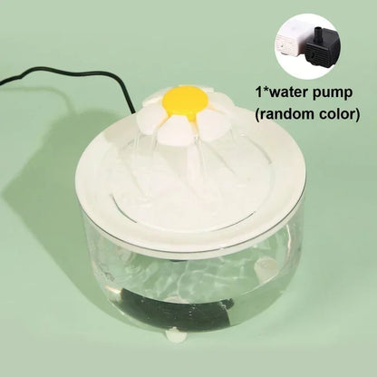 Transparent Flower Pet Water Dispenser - USB-Powered Automatic Circulating Cat Water Fountain