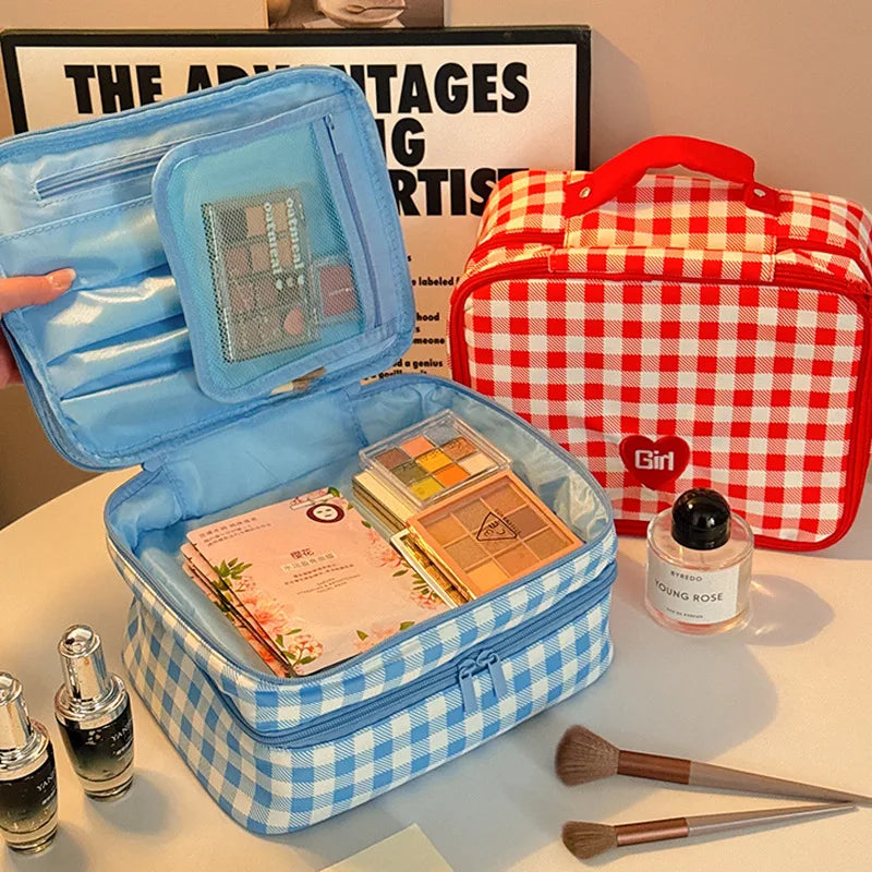 Storage Organizer Large Capacity Makeup Bag Portable Double-layer Clothing Storage Bag Handheld Waterproof Toiletry Bag Girl