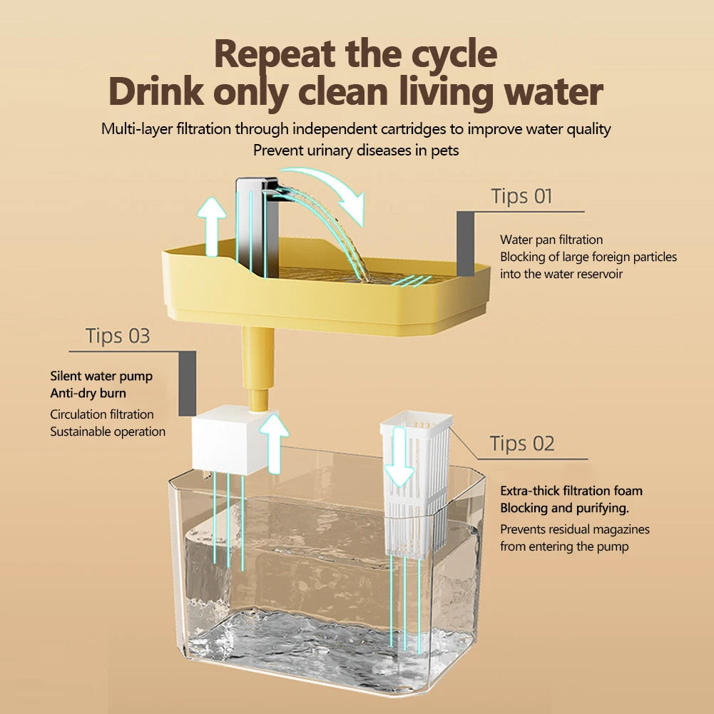 Cat Water Fountain Auto Filter Transparent Cat Drinker USB Electric Mute Recirculate Filtering Drinker for Cats Water Dispenser