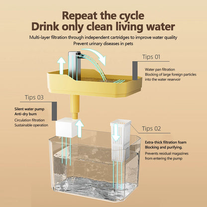 Cat Water Fountain Auto Filter Transparent Cat Drinker USB Electric Mute Recirculate Filtering Drinker for Cats Water Dispenser