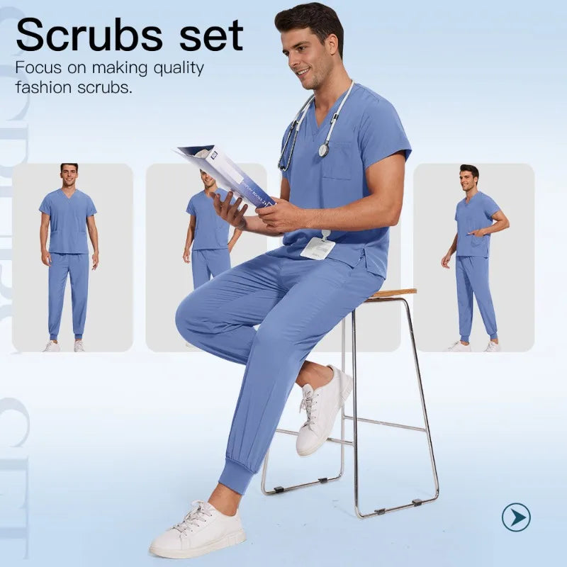 Medical Scrubs Bulk Order - Anti-Microbial Jogger Sets for Surgery/Dental/Vet/SPA/Pharmacy Multi-Pocket Workwear with Pen Slot