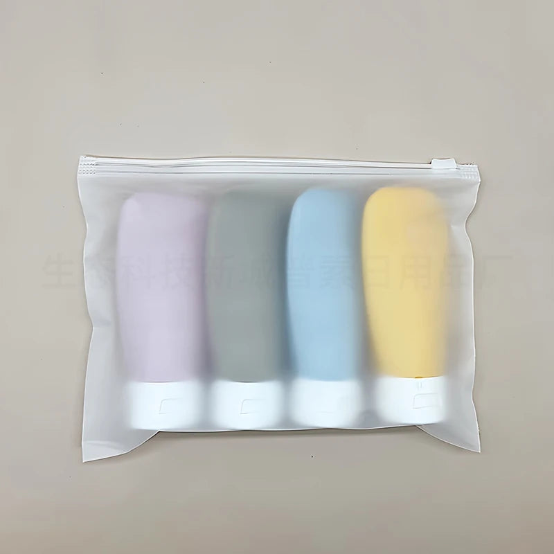 4-Piece Silicone Leak-Proof Travel Bottle for Business Trip Portable Refillable Squeezable Container for Toiletries Lotion