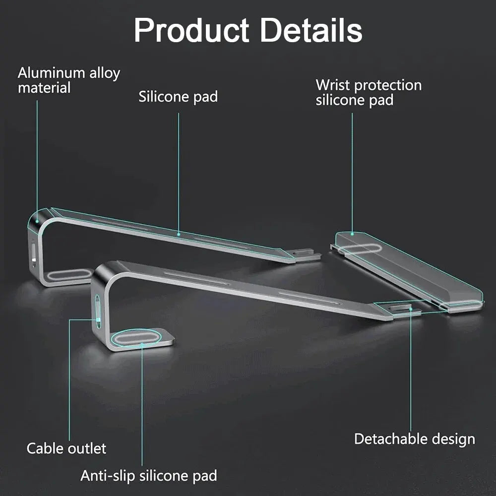 Ergonomic Laptop Stand Aluminum Alloy Laptop Stand Aluminum Portable Laptop Stand for Base with Wrist Pad