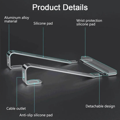 Ergonomic Laptop Stand Aluminum Alloy Laptop Stand Aluminum Portable Laptop Stand for Base with Wrist Pad