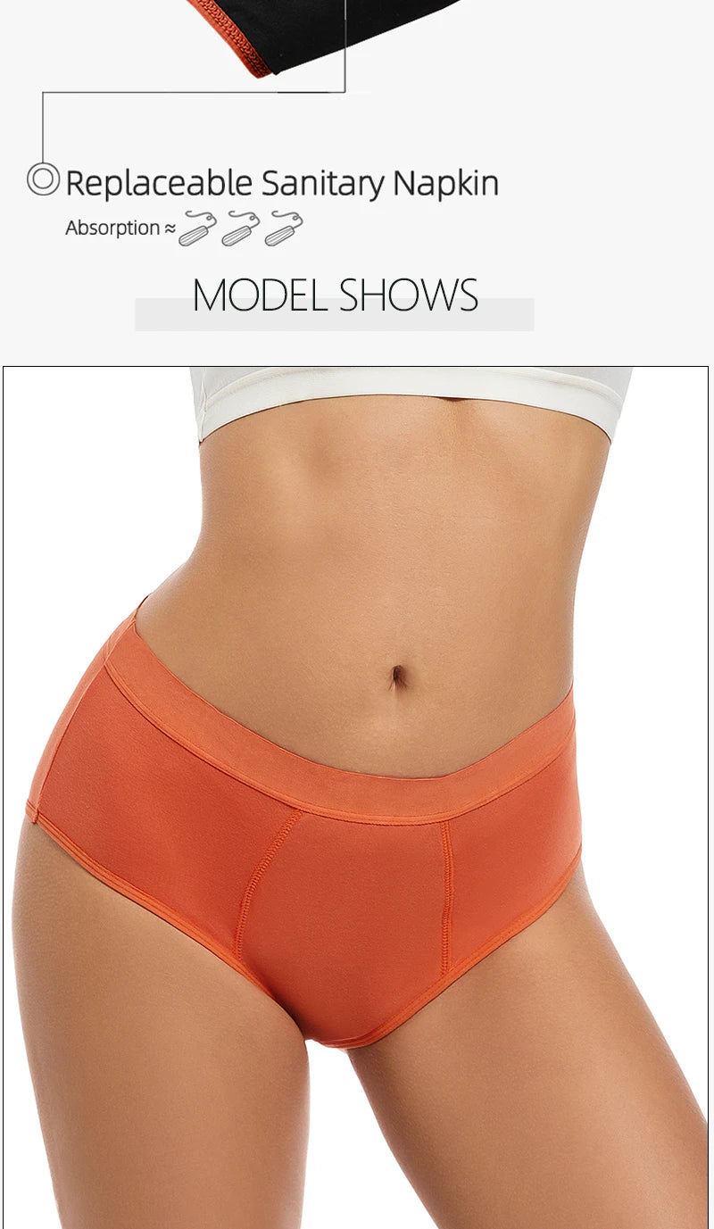 Menstrual Panties Women Abundant Flow Menstrual Period Panties High Waist Menstrual Cycle Absorbent Underwear Leak Proof Panties