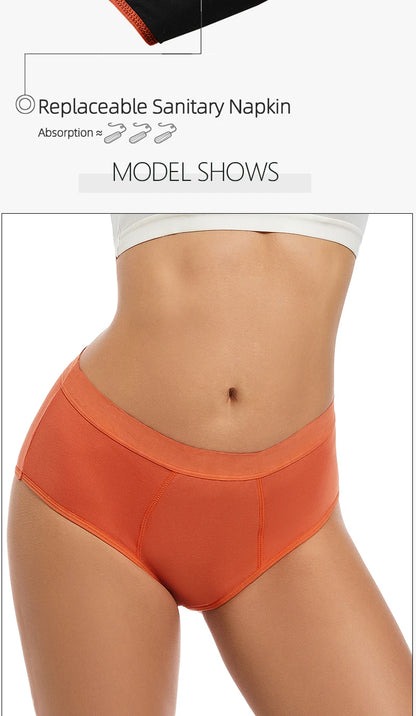 Menstrual Panties Women Abundant Flow Menstrual Period Panties High Waist Menstrual Cycle Absorbent Underwear Leak Proof Panties