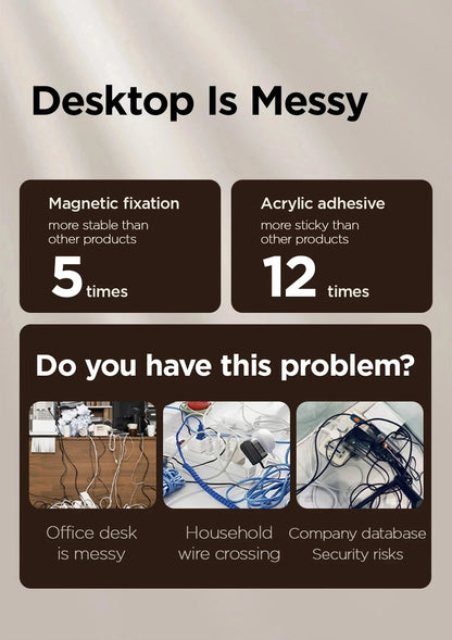 Magnetic Cable Clip Cable Holder Adhesive Wire Keeper Cord Cable Organizer for Home Office Under Desk Management