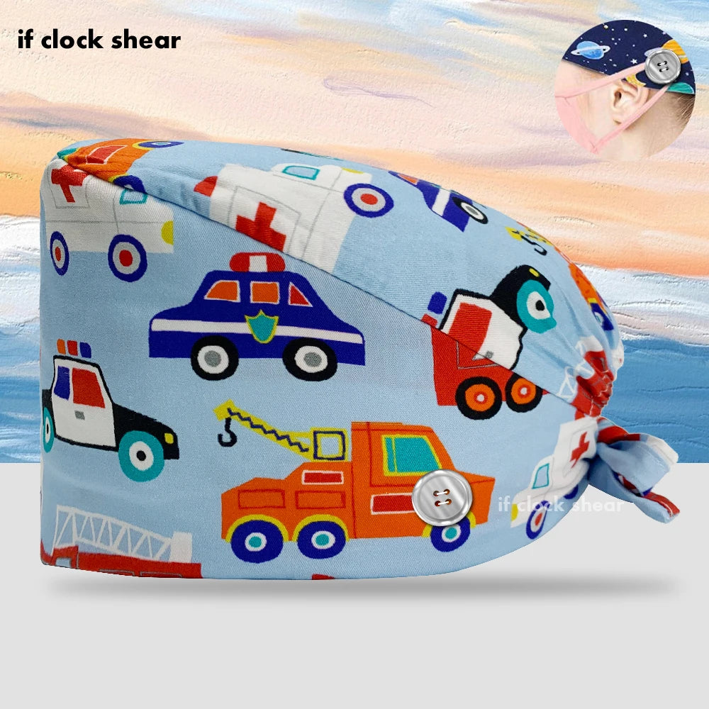 Printing Clinic Pharmacy Work Hat Dentistry Operating Room Doctor Scrubs Hats Adjustable Medical Nurse Accessories Surgical Caps