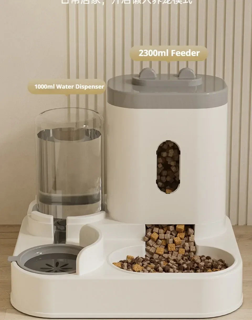Automatic Pet Feeder and Water Dispenser 2in1 Raised Food Bowl with Water Fountain for Cat Dog Large Capacity Pet Accessories