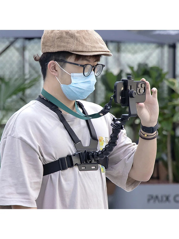 Chest Strap Mobile Phone Holder With Fixed Shoulder Neck Strap For Universal Smartphone First Person Video Shooting Living