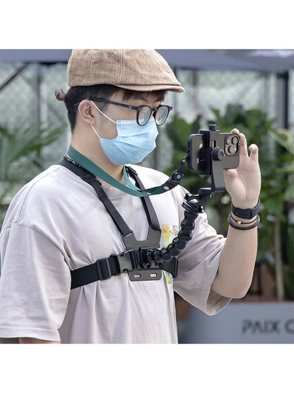 Chest Strap Mobile Phone Holder With Fixed Shoulder Neck Strap For Universal Smartphone First Person Video Shooting Living