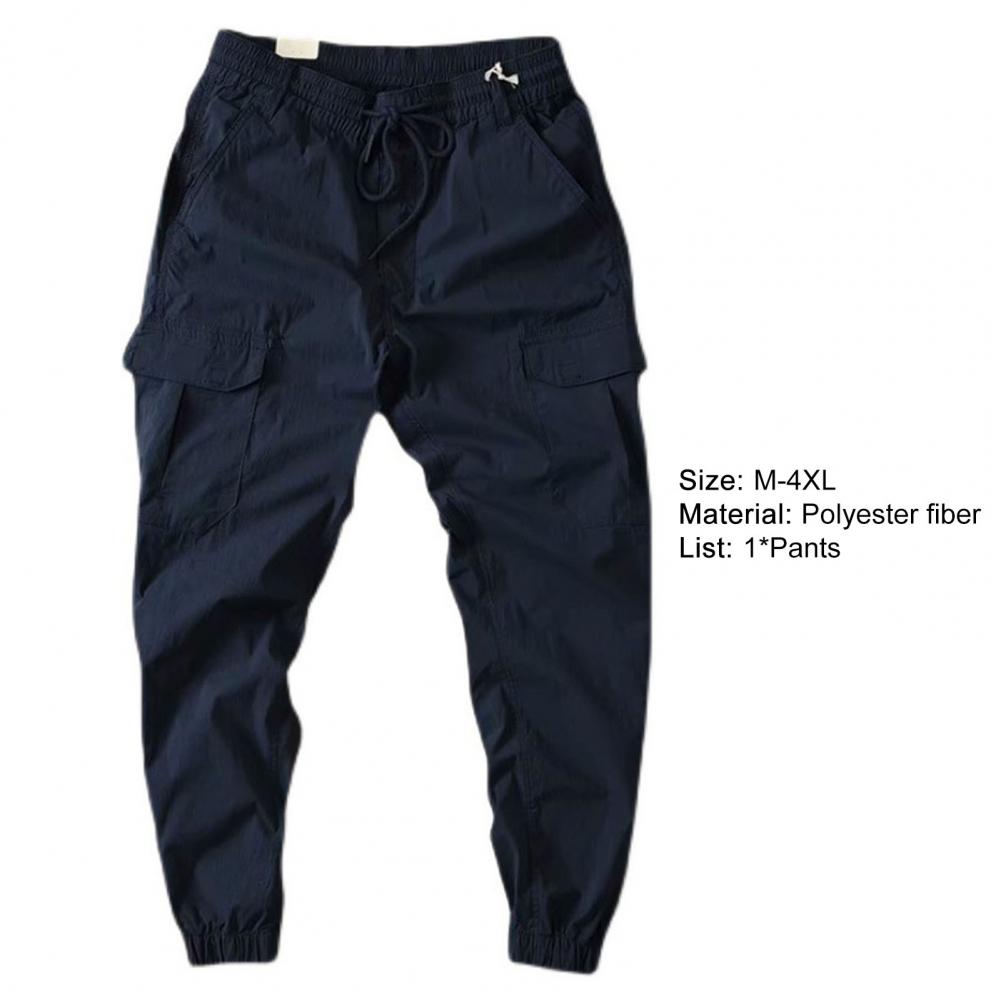 Summer Trousers Wear-resistant Summer Cargo Pants Breathable Multi Pockets Elastic Waist Summer Cargo Pants Mid Waist