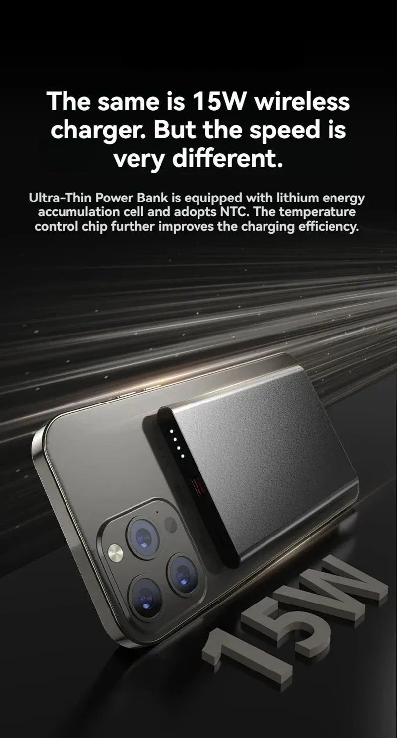 5000/10000mAh Thin Wireless Power Bank Potable Charging Mobile Powerbank Magnetic External Battery for iPhone Huawei Xiaomi 2025