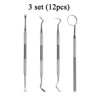 4 pcs Dental Hygiene Tool Kit Instruments Dentist Tartar Scraper Scaler Calculus Plaque Remover Teeth Cleaning Oral Care Tool
