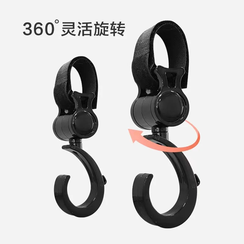 2 PCS Cartoon Stroller Accessories Degree Large Hook Umbrella Car Hook and Loop Stroller Hook