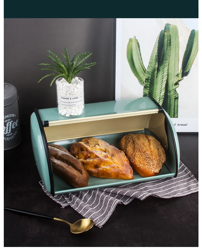 Bread Bin Bread Holder Large Capacity Stainless Steel Bread Box Holder Bin Container Kitchen Storage Organizer Bread Storage Box