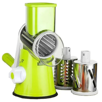 New Vegetable Cutter & Slicer Manual Kitchen Cheese Chopper Machine With 3 Sharp Drums Multifunctional Garlic Potato Shredder