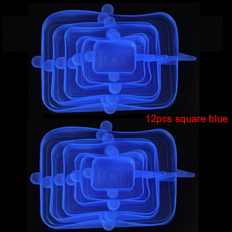 6/12Pcs/Lot Silicone Stretch Lids Universal Taper Pot Bowl Food Wrap Sealed Cover for Kitchen Cookware