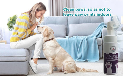 Clean Paws | No-Rinse Dog Paw Cleaner & Puppy Paw Washer | Gentle, Fragrance-Free, pH Balanced Foaming Cleanser with Silicone Br