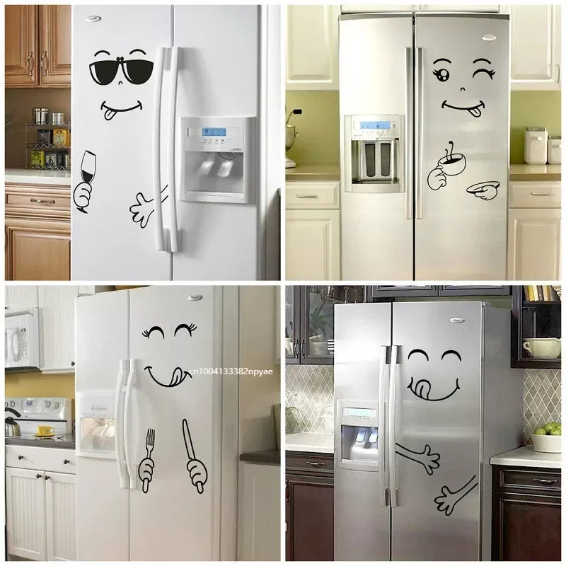 Fridge Cute Stickers Fridge Magnet Fridge Happy Delicious Face Kitchen Fridges Wall Stickers Art Cute Wall Sticker Home Decor