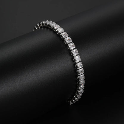 Sparkling Cubic Zircon Tennis Bracelets for Women Luxury Dainty Stackable Silver Color Chain Crystal CZ Banquet Wedding Jewelry