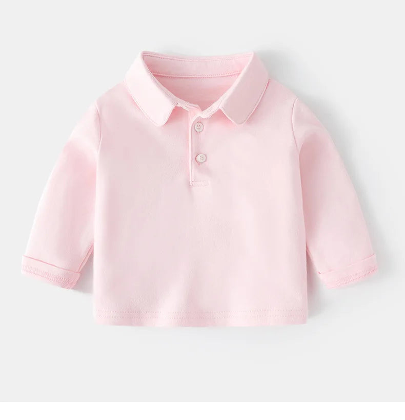 Ins Infant Babys Boys Polo Shirts Autumn Solid Long Sleeve Little Boy Sundershirt Casual Turn Down Collar Toddler Kids Boys Tops