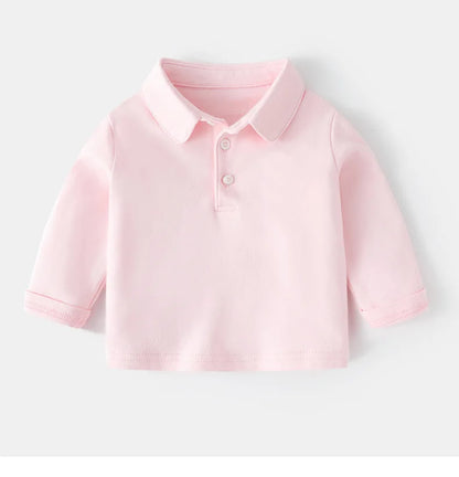 Ins Infant Babys Boys Polo Shirts Autumn Solid Long Sleeve Little Boy Sundershirt Casual Turn Down Collar Toddler Kids Boys Tops