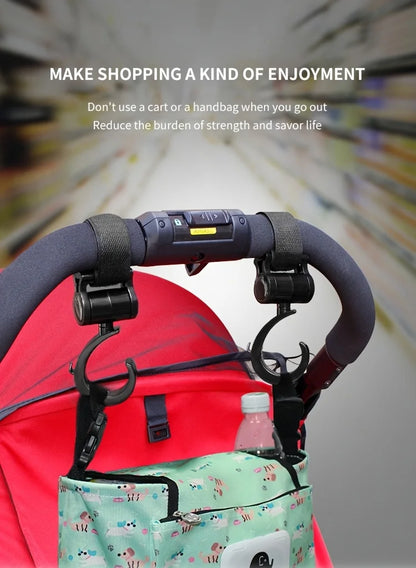 Rotating Stroller Hooks Durable ABS Black  Multi Purpose Shopping Bag Clips for Diaper Essentials Organization Gear Organization