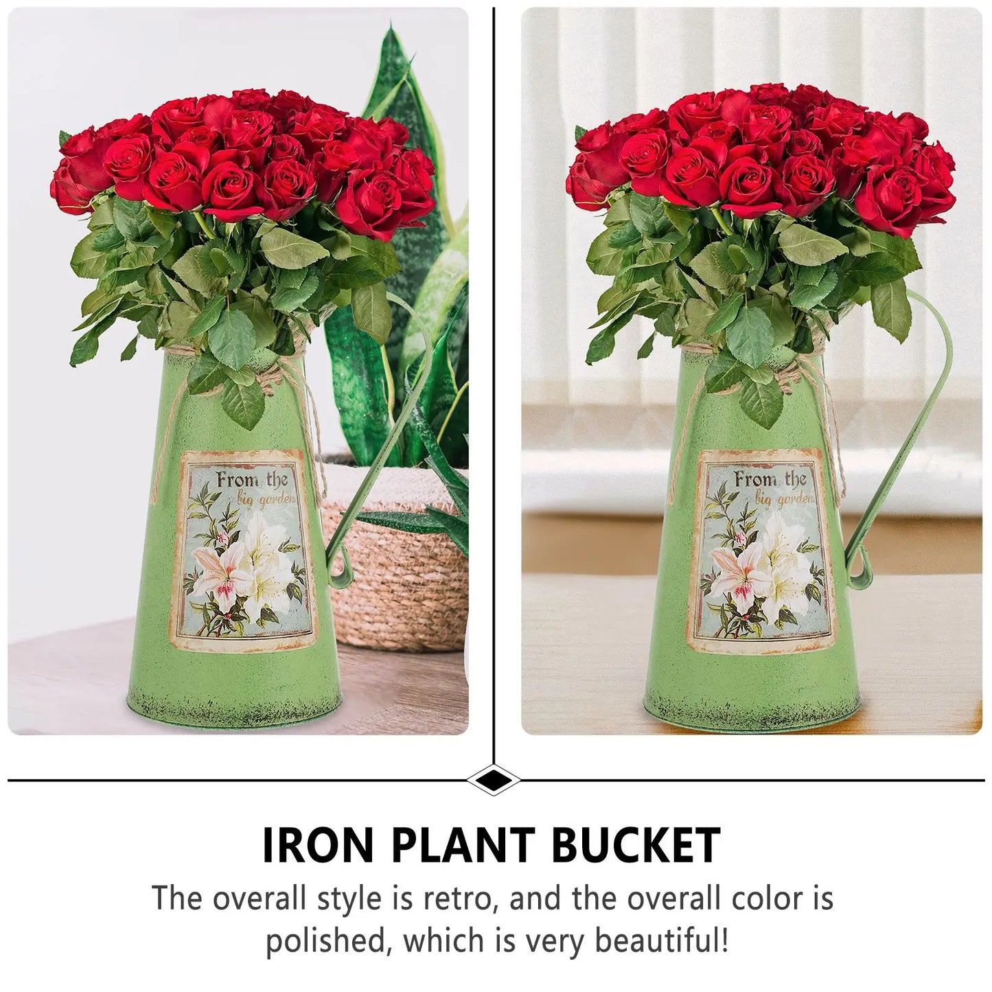 Tin Bucket Rustic Water Can Decor Decorative Toy Floral Containers Iron Farmhouse Retro Buckets