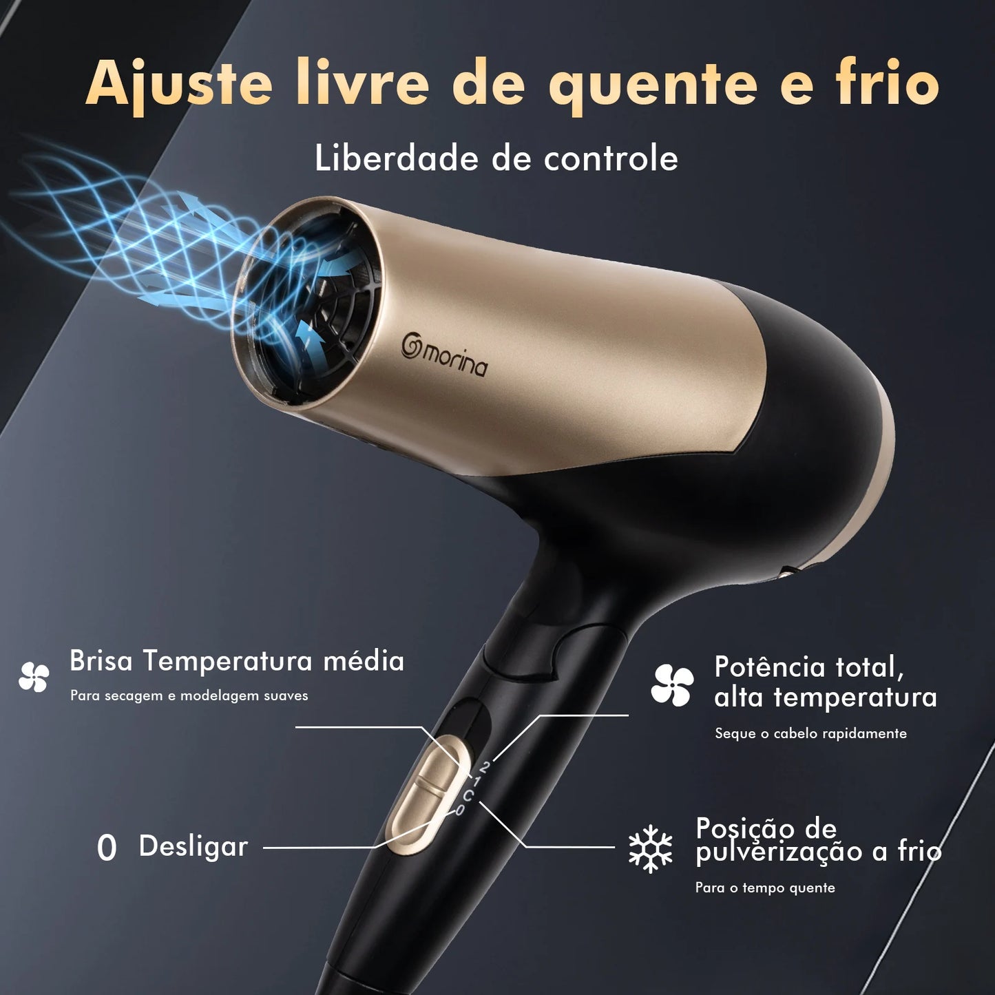 Hair dryer, dryer, professional hair dryer, hair dryer, 110 Hair Dryer/220V 1800W Black/Golden, from Brazil