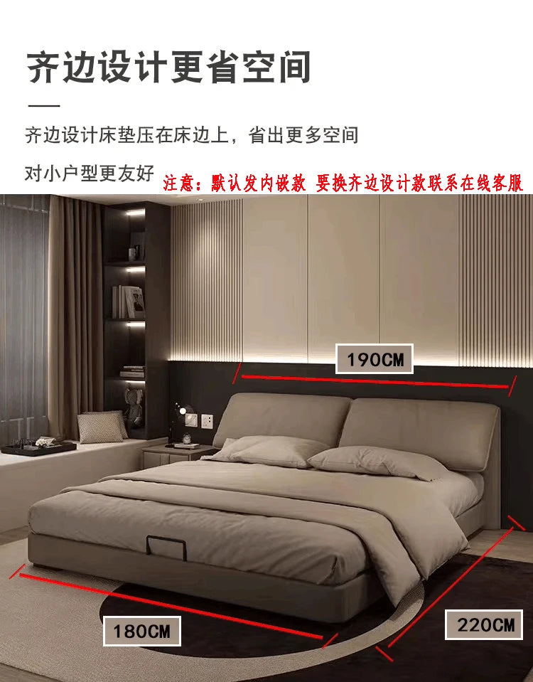 High End European Double Bed Headboard Glamorous Full Size Twin Bed Frame Luxury Platform Wood Cama Box Casal Nordic Furniture