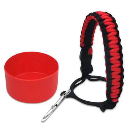 Paracord Handle For Wide Mouth Water Bottle And Silicone Sleeve Boot Compatible With Hydro Flask Tumblers Accessories