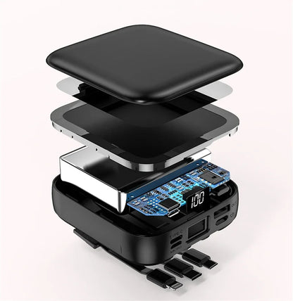 New Mini power bank 20000mAh with makeup mirror, fast charging, portable charger, power bank with cable, mobile phone power bank