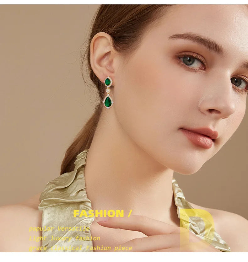 Fashion necklace accessories women's earring Jewelry sets bride's wedding zircon water drop girls earrings for women jewellery