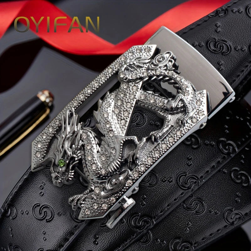 Men's belt, personalized belt. Dragon pattern belt, luxury designer belt, business belt, casual belt, automatic buckle belt
