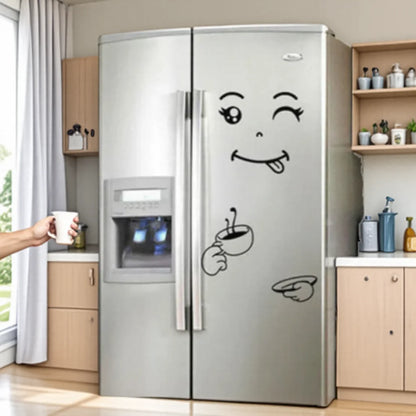 Cute Cartoon Refrigerator Stickers Removable Creative Wall Decor for Bedroom Living Room Smile Face Door Stickers