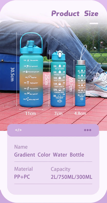 Water Bottle Motivational Drinking Bottle Sports Water Bottle with Time Marker Portable Reusable Plastic Cups Outdoor Travel Gym