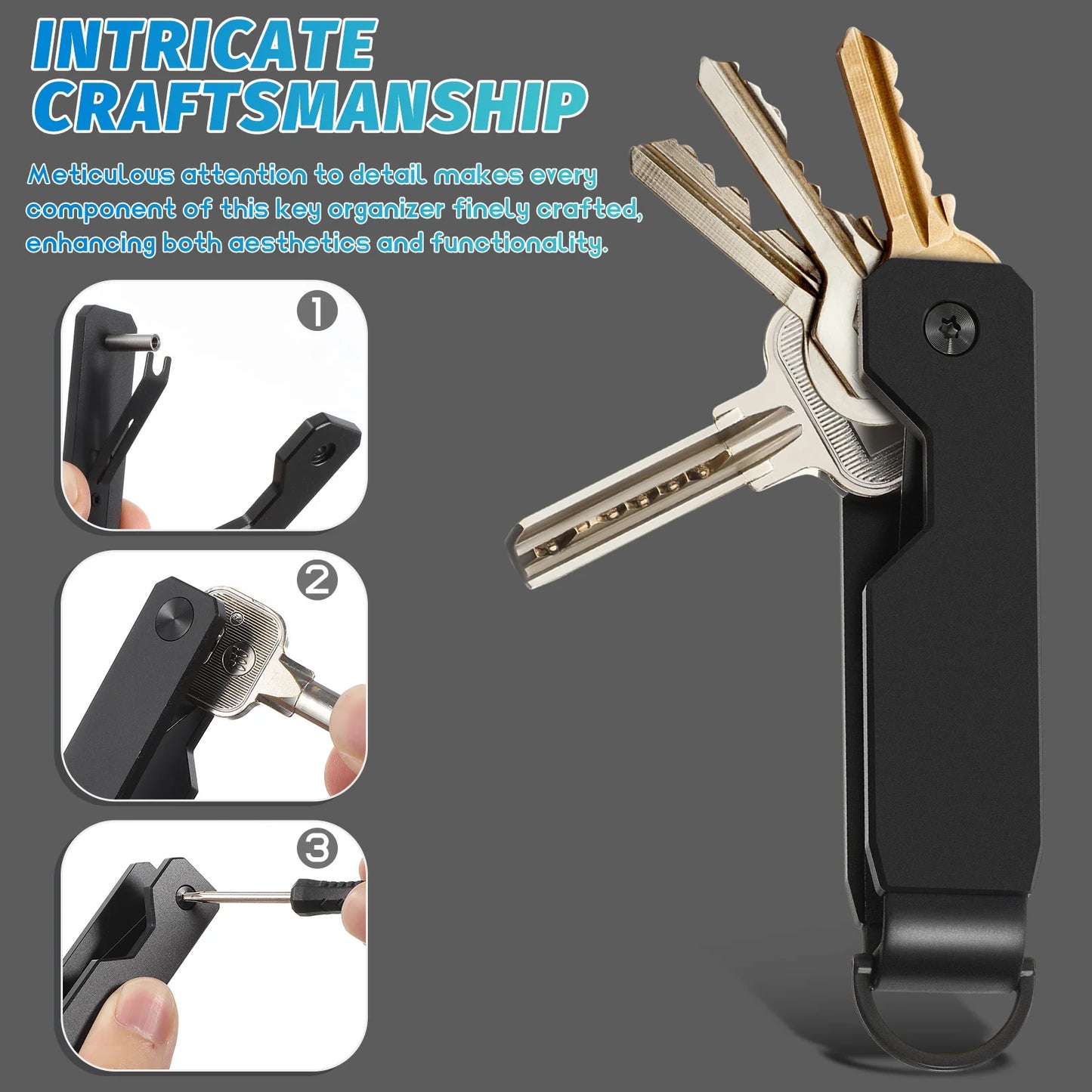 Compact Key Organizer Men Keychain Metal Key Holder Silent Key Organizer Pocket Key Chain Smart Keychain Metallic Key Holder