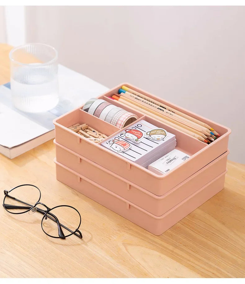 Desk Drawer Organizer Stackable Multi-cell Storage Box Tray Dressing Table Jewelry Organizer Makeup Organizer For Home Office