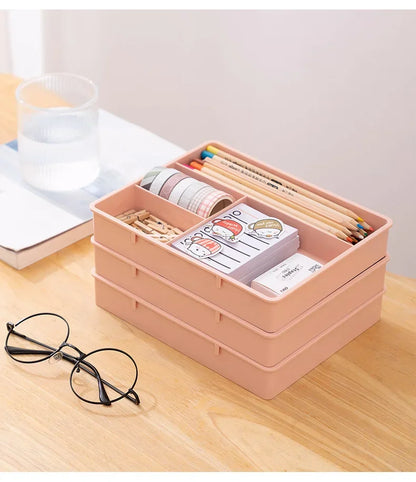 Desk Drawer Organizer Stackable Multi-cell Storage Box Tray Dressing Table Jewelry Organizer Makeup Organizer For Home Office