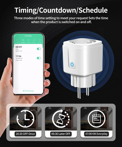 Tuya WIFI Smart Socket EU 16A/20A Wifi/Zigbee3.0 Smart Plug With Power Monitoring Smart HomeVoice Control Support  Alexa