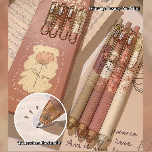 4PCS Retro Style Handbook Pen Marker Graffiti Brush Inscription Pen Office Culture and Educational Supplies