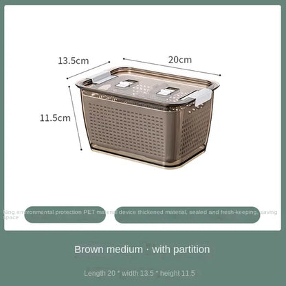 Fridge Storage Box Refrigerator Fresh Vegetable Fruit Boxes Drain Basket Storage Containers With Lid Kitchen Tools Organizer