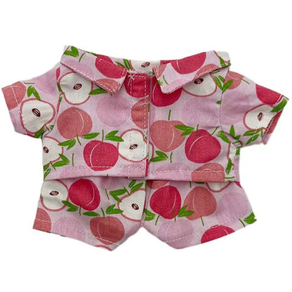 20CM Plush Doll Clothes Suit Fruit Animals Printing Lapel Shirt Pants Casual Wears Cotton Stuffed Toys Idol Dolls Accessories