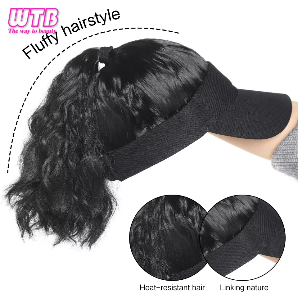 Hat With Hair Attached For Women Ponytail Curly Hair Hair Wig With Hair Cap Styling Baseball Baseball Cap Ponytail Hat Wig