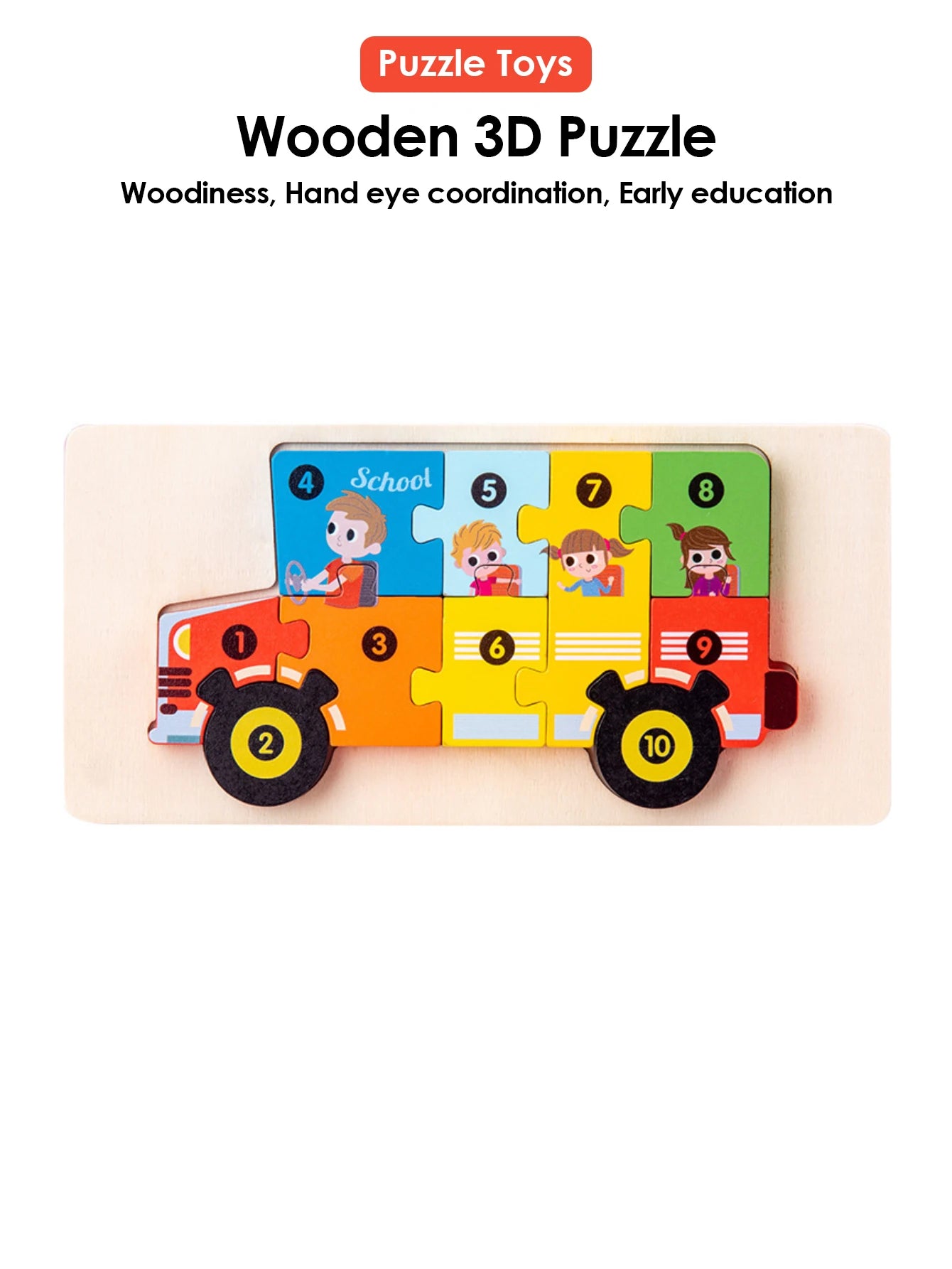 3D Wooden Puzzles Educational Cartoon Animals Early Learning Cognition Intelligence Puzzle Game For Children Toys