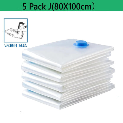5 Pack Vacuum Storage Bags, Space Saver Bags Compression for Comforters and Blankets, Sealer Clothes Travel Packing Organizer